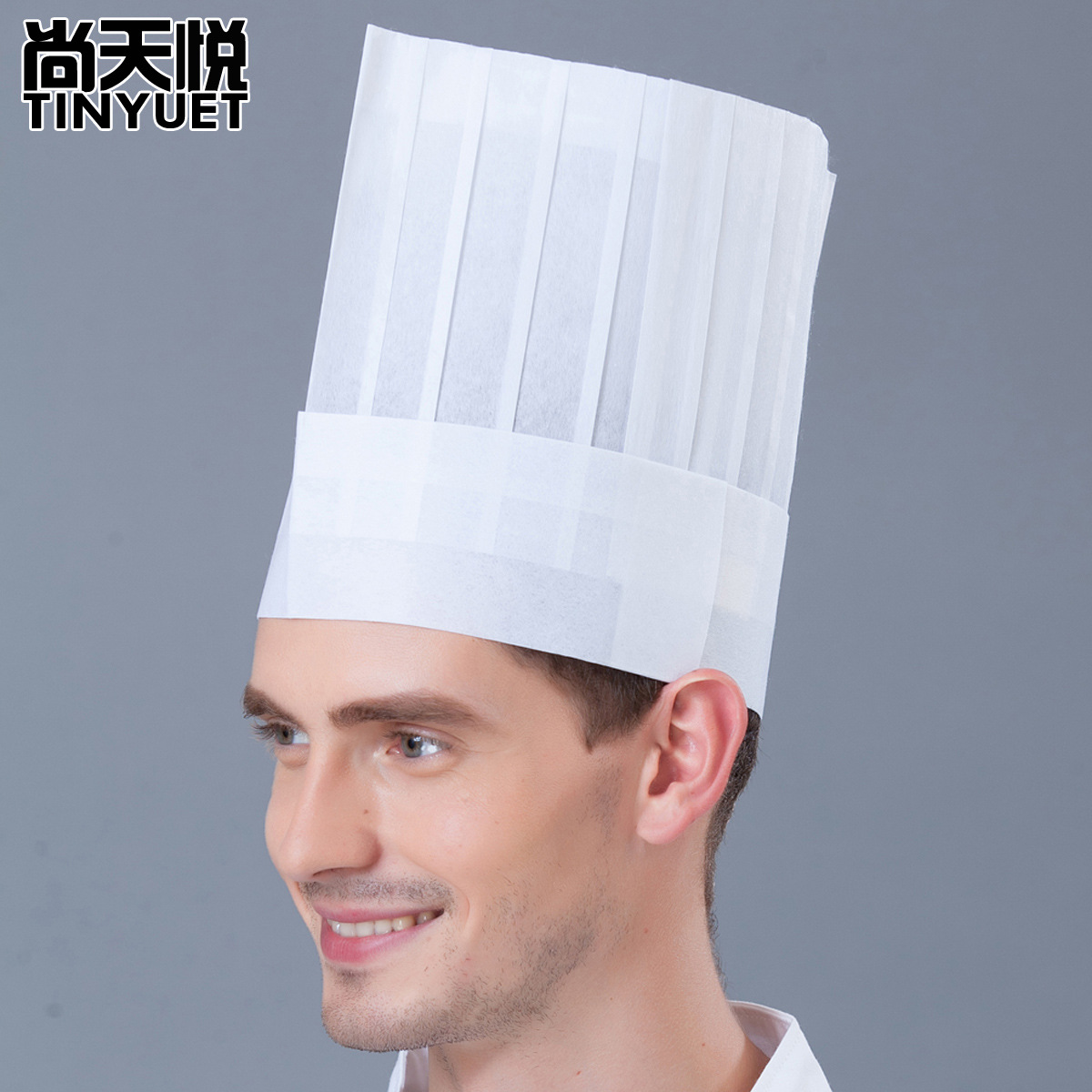 一次性厨师帽子一包20顶工作纸帽平顶帽高帽中帽低帽无纺布厨师帽