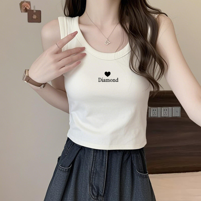 2025 新しい綿キャミソール女性の夏のインナーレイヤリングショートノースリーブスタイルアウターウェアスリムトップ|undefined