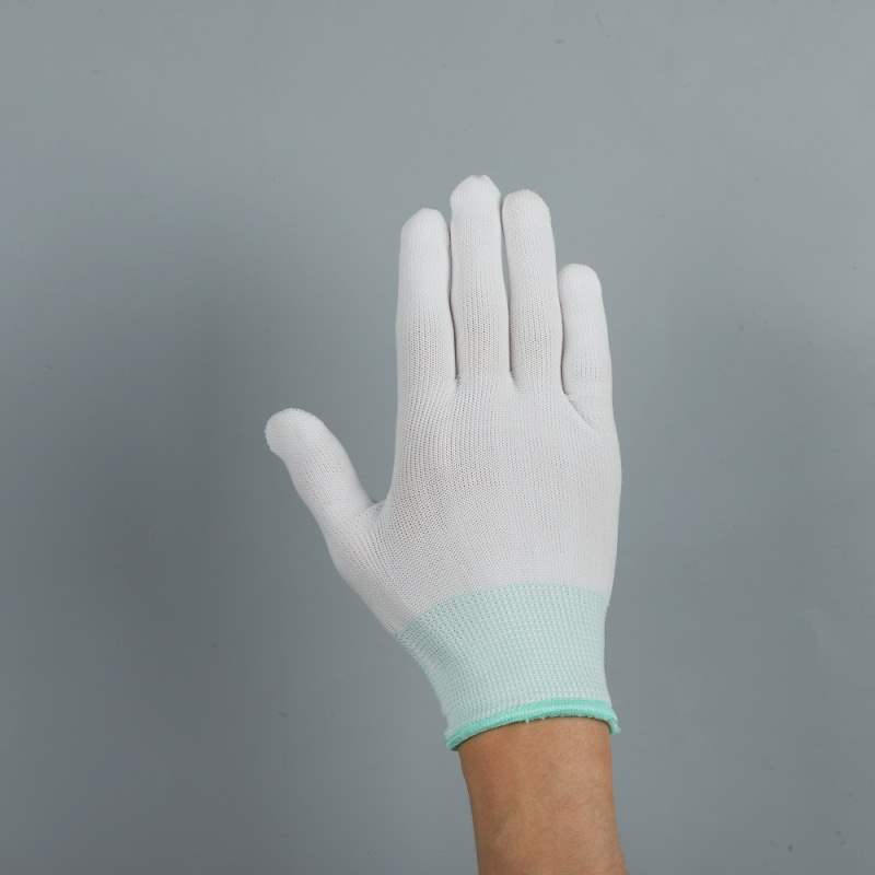 尼龙手套薄款文玩手套芯十三针工作劳保干活男女防护露二指手套