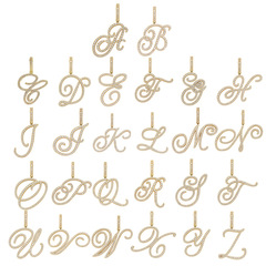 歐美嘻哈吊墜花體草體英文字母吊墜18K金鑲鋯石夜店蹦迪項鍊批發