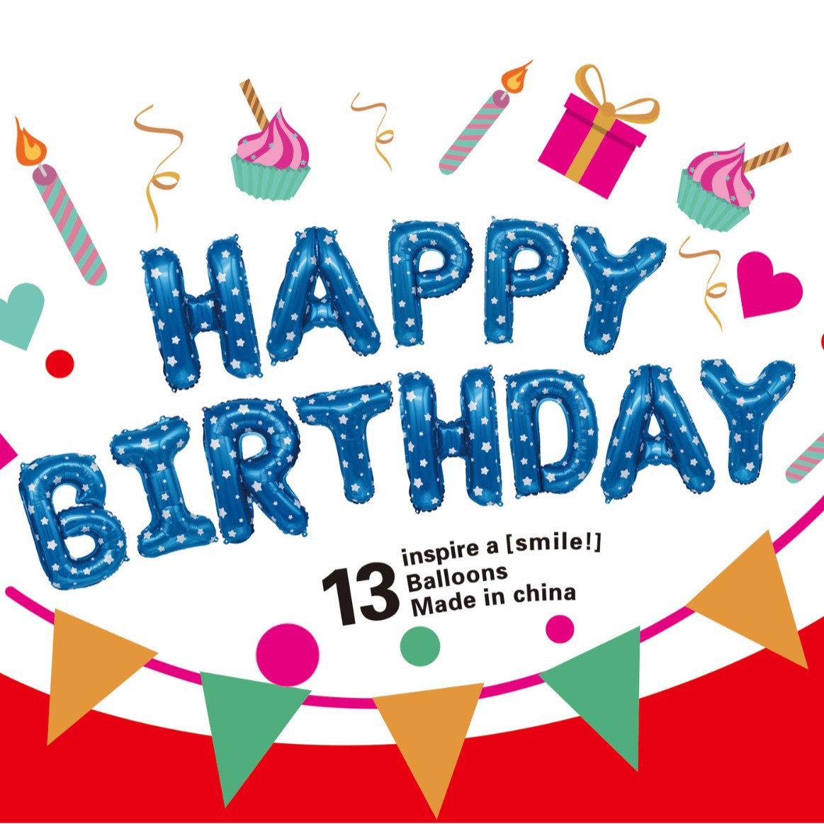 16-pulgadas carta de cumpleaños feliz Feliz cumpleaños película de aluminio imitación belleza versión delgada globo traje decoraciones del partido