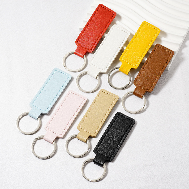 Amazon Best Selling Pu Leather Keychain Simple Business Car Key Accessories Leather Key DIY Keychain