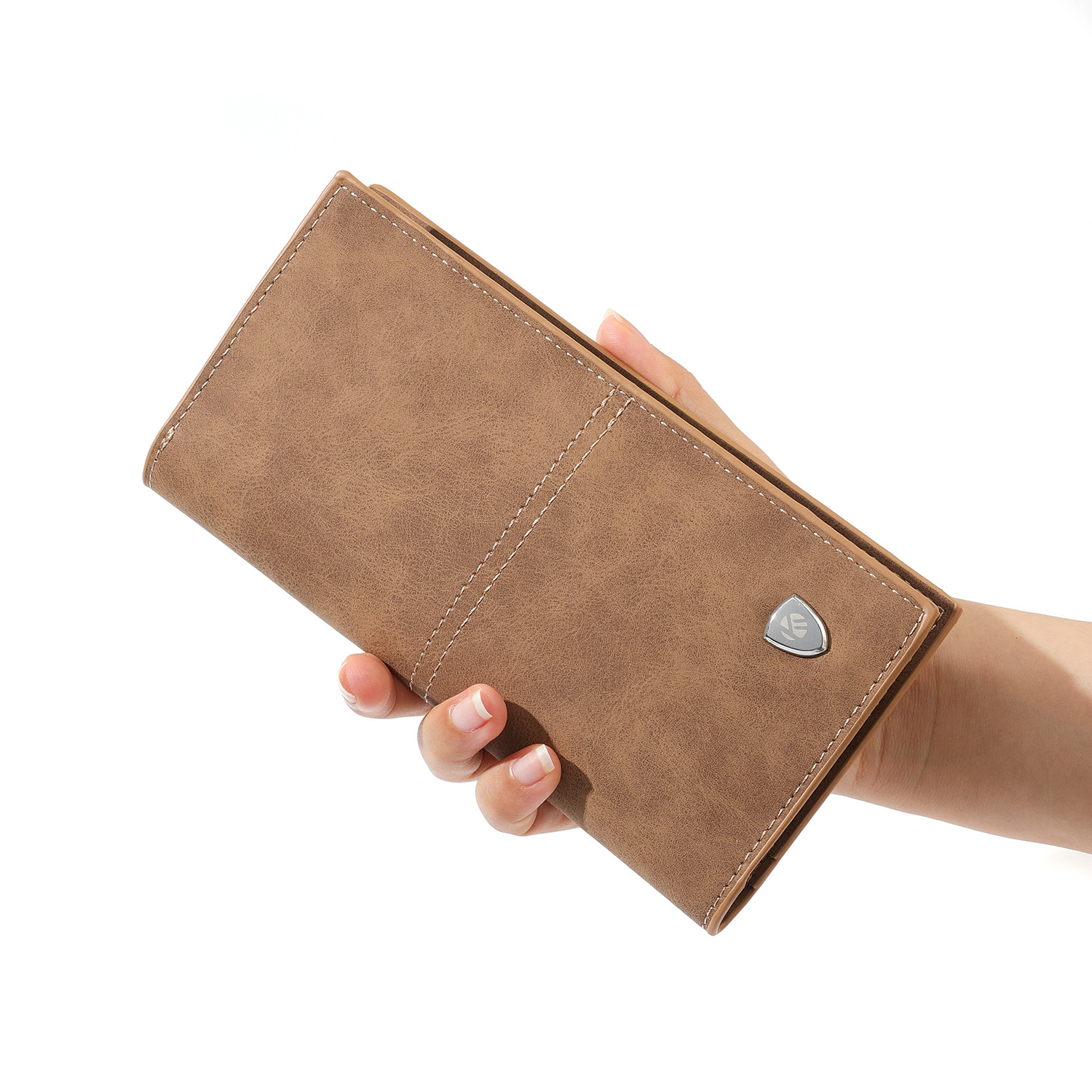 New men's long wallet, vintage, simple, slim, cross-border foreign trade wholesale, multi-card slot wallet for students and young people