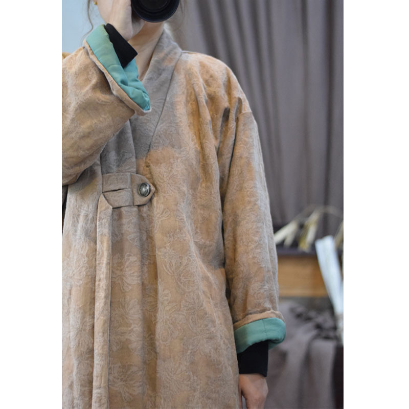 オリジナルの新しい冬の洗水麻綿は古いジャカードのレトロな国風漢服を磨いて保温綿服を改良します。23068