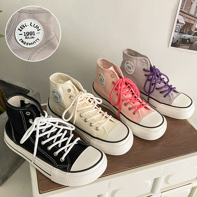 Обувь из парусины с манго, женская обувь с высоким берцем, однотонная обувь, Новинка лета 2022, дымчато-фиолетовая Повседневная Белая обувь