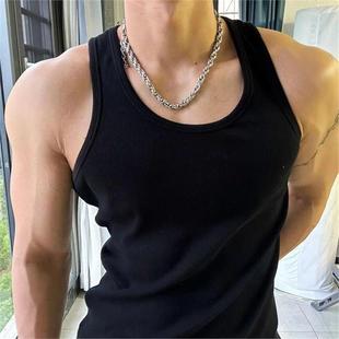 Men's Sports Fitness Slim-Fit Base Layer Sleeveless Tank Top for Summer with Two Straps for Cross-Border Foreign Trade