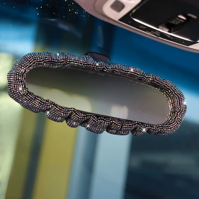 steering wheel cover, headrest cover, Sürətlər qutusu və əl tormozu başlıqları - colored-diamond-rearview-mirror-cover