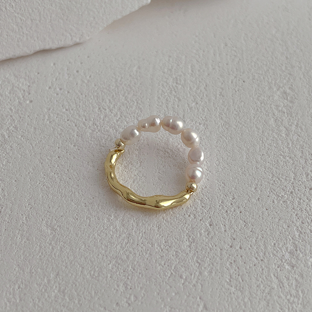 Baroque Style Geometric Pearl Handmade Rings 1 Piece