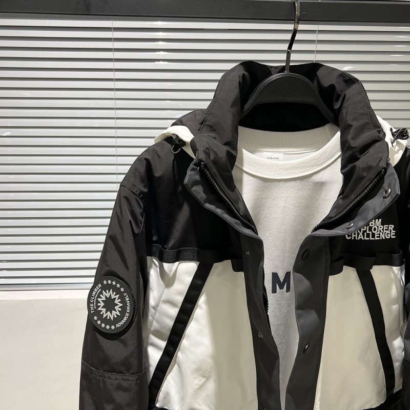 Men's Clothing Outdoor Thickened Coat Jacket Men's Black And White Color Matching Hooded Coat Jacket Trend_voghion.com