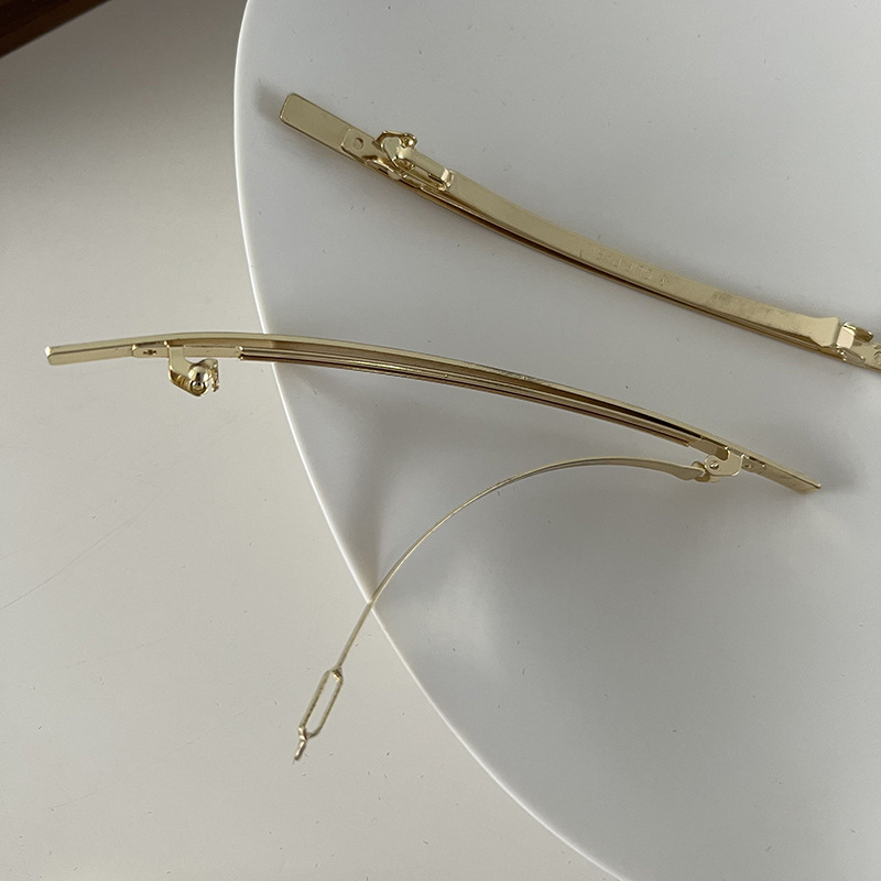 Forcina per capelli in metallo con design di nicchia in stile coreano, semplice, estiva, con clip posteriore e laterale, a molla, tutto abbinato_voghion.com