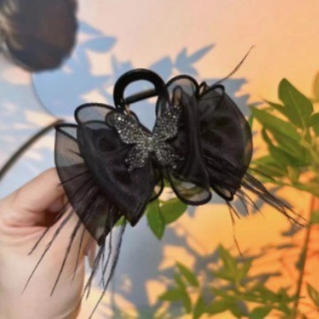 Butterfly Dance ハイエンドのスマートな気質バタフライメッシュフェザーフレンチエレガントで軽い高級ヘアピンヘッドドレス後頭部グリッパー|undefined