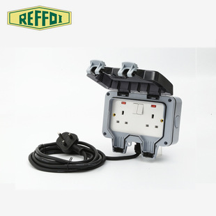 Waterproof Junction Switch Box, Waterproof Socket with British Standard and Indicator Light, Rainproof Charging Power Strip with Cable