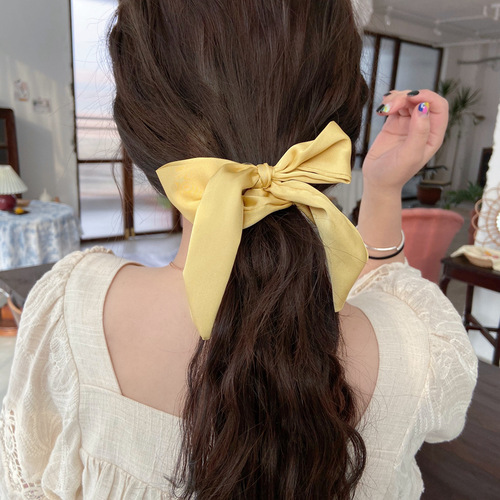 Headband with Tassel Hair Tie, Algae Hair Band for Women, Hair Tying Headband with Ribbon, Big Bow Hair Tassel, Silk Ribbon Hairband, Net Pop Star Style