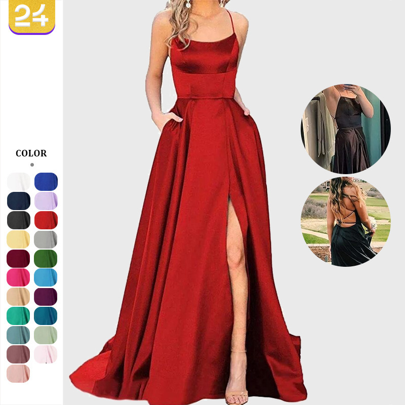 2025年欧美伴娘服长款长裙显瘦露肩闺蜜亚马逊时尚伴娘团晚礼服