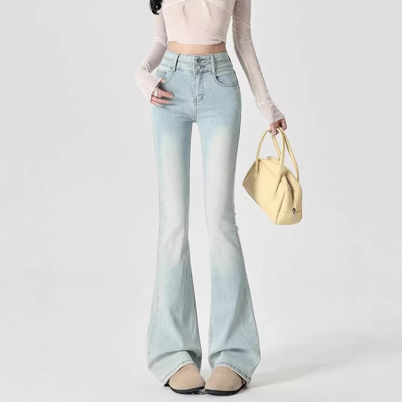 Light-Colored Flared Jeans for Women, Spring/Summer 2026 New Style, High-Waisted, Slim-Fit, Stretchy, Bootcut Long Pants Light-Colored Flared Jeans for Women, Spring/Summer 2026 New Style, High-Waisted, Slim-Fit, Stretchy, Bootcut Long Pants