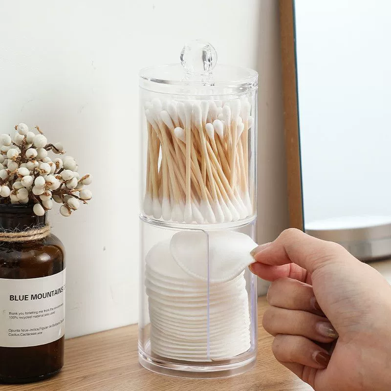 Многофункциональный пылезащитный и удобный контейнер для хранения ватных палочек с крышкой, штабелируемый для хранения, прозрачный бытовой контейнер для ватных дисков