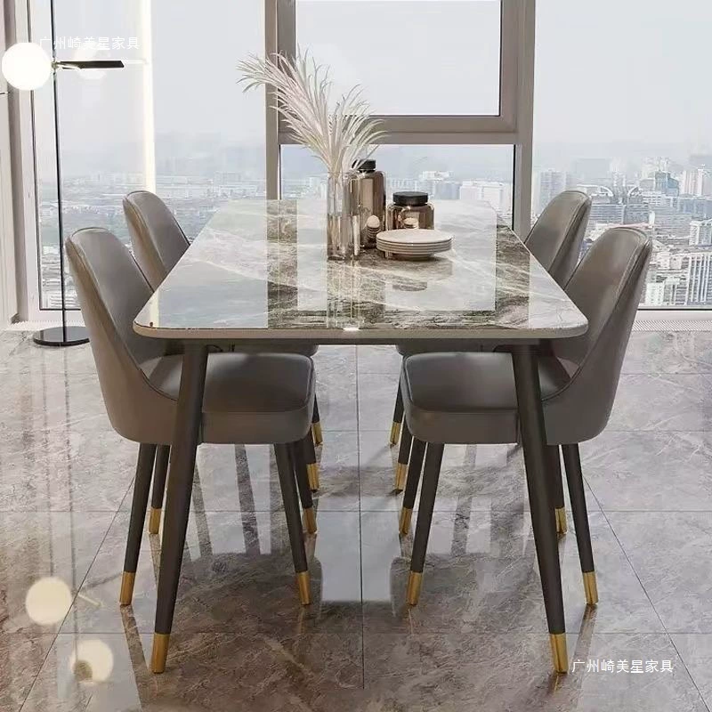 Итальянский современный легкий роскошный обеденный стол и стул из сланца, простой обеденный стол, домашний обеденный стол, длинный стол и стулья для маленькой квартиры