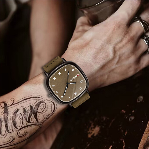 Men's Quartz Watch Sports Retro Fashion Simple Design Belt Quartz Watch Student Watch Teen