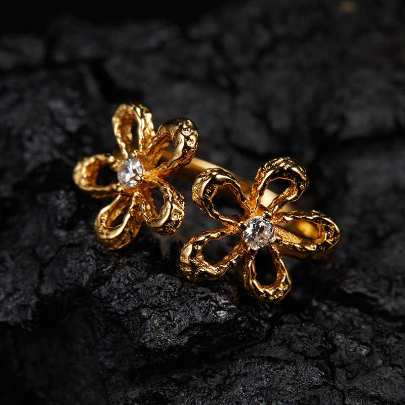 3g Weight Zircon Inlay Material Rings, Jewelry Set Classification cable chain Chain Type 1 Piece Quantity Casual, Daily Occasion 925 Sterling Silver Material Book, Flower Pattern All Seasons Season Women's Gender Elegant, Sweet, Simple Style, Korean Style Style 1 Piece 925 Sterling Silver Book Flower Zircon Cable Chain Rings Jewelry Set 7