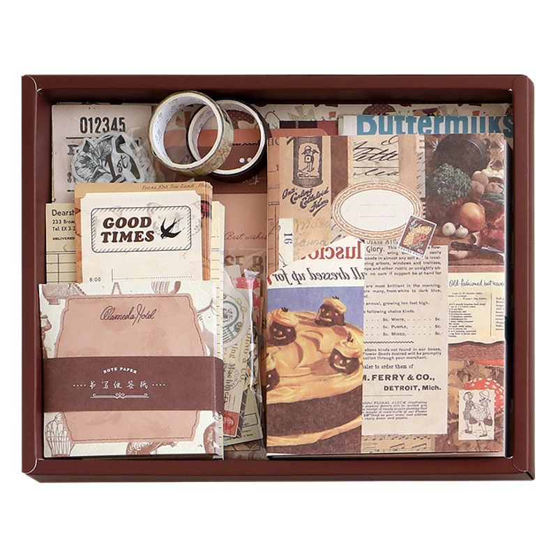 Caja de regalo para diario, cálida y creativa, estilo retro literario y artístico, set de papelería femenino, regalo para estudiantes, venta exclusiva transfronteriza