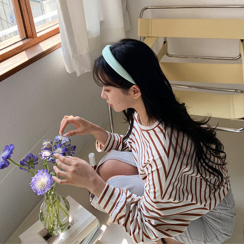 Korean summer fresh blue-green high headband hair accessory butterscotch color wide-brimmed hairband internet celebrity hairpin