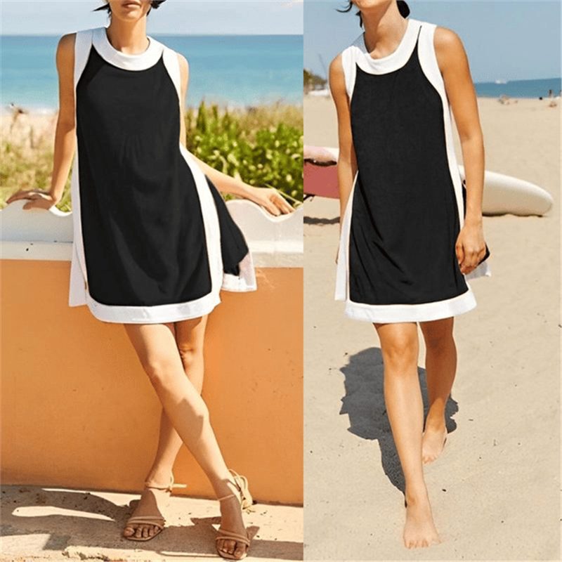 Amazon Independent Station Summer New Hot Selling Women's Casual Color Block Round Neck Sleeveless Top with Shorts Set Amazon Independent Station Summer New Hot Selling Women's Casual Color Block Round Neck Sleeveless Top with Shorts Set