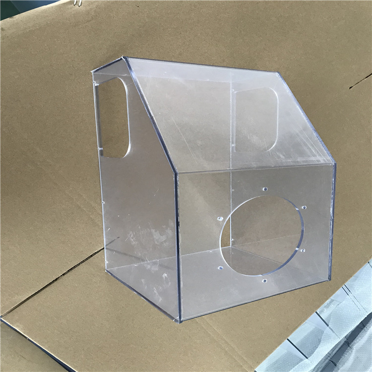 PC板加工定 制成型耐力板加工粘结切割折弯茶黑色透明机械防护罩