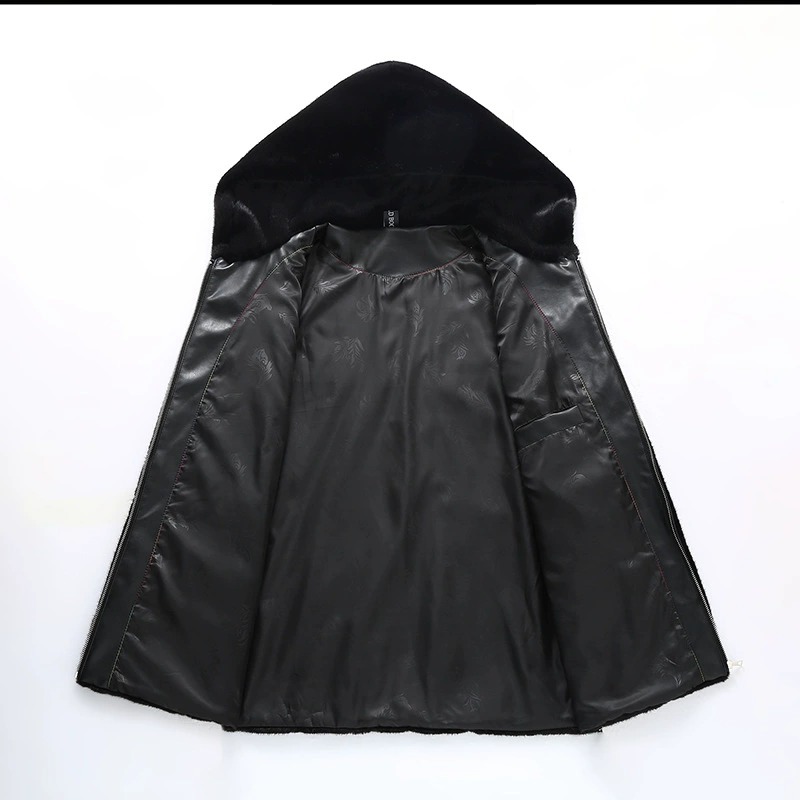 Winter velvet hoody, artificial fur, plus size
