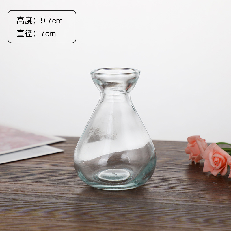 Estilo Europeo Retro Luz de lujo de cristal alivio pequeño florero de agua transparente florero decoración del hogar mini florero