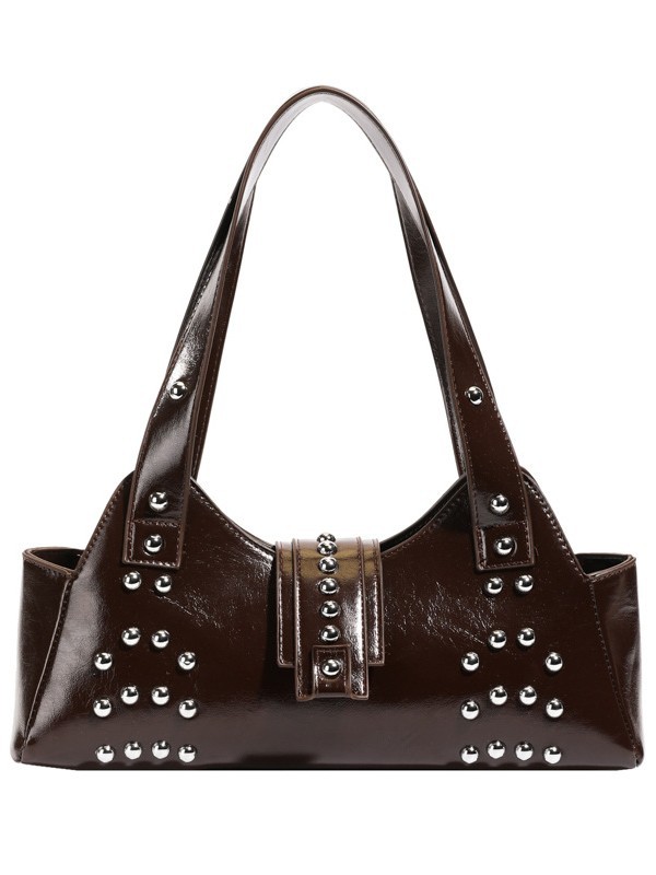 Vintage miler de la motocicleta de hombro bolso de brazo para mujeres 2025 nueva textura transfronteriza remaches bolsa de viaje image 6