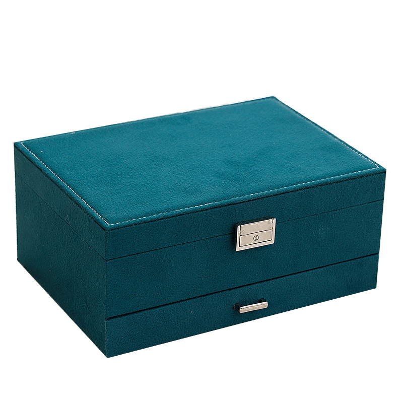 Caja de almacenamiento de joyas de ante de gran capacidad Pendientes de mujer Caja de joyería multifuncional Collar Anillo Caja de joyería de regalo