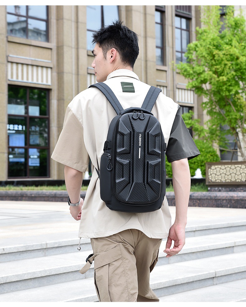 Amazon hardshell motorcycle-style backpack, men's water-resistant business computer bag, student travel large-capacity backpack undefined