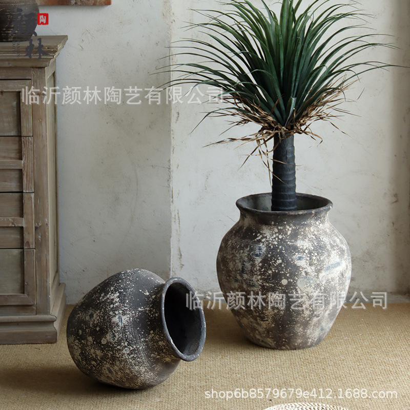 Retro versátil maceta de cemento sala de estar balcón maceta verde centro comercial hotel maceta decoración de diseño de espacio