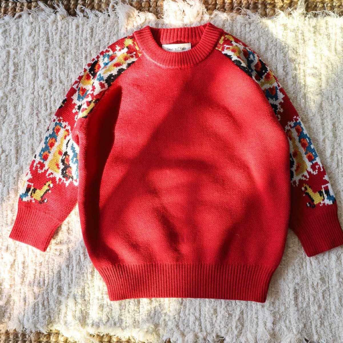 In Stock, New Style for Boys and Girls, New Year's Eve Festive Embroidered Red Sweater, Cute Woolen Sweater, Thick Pullover Top