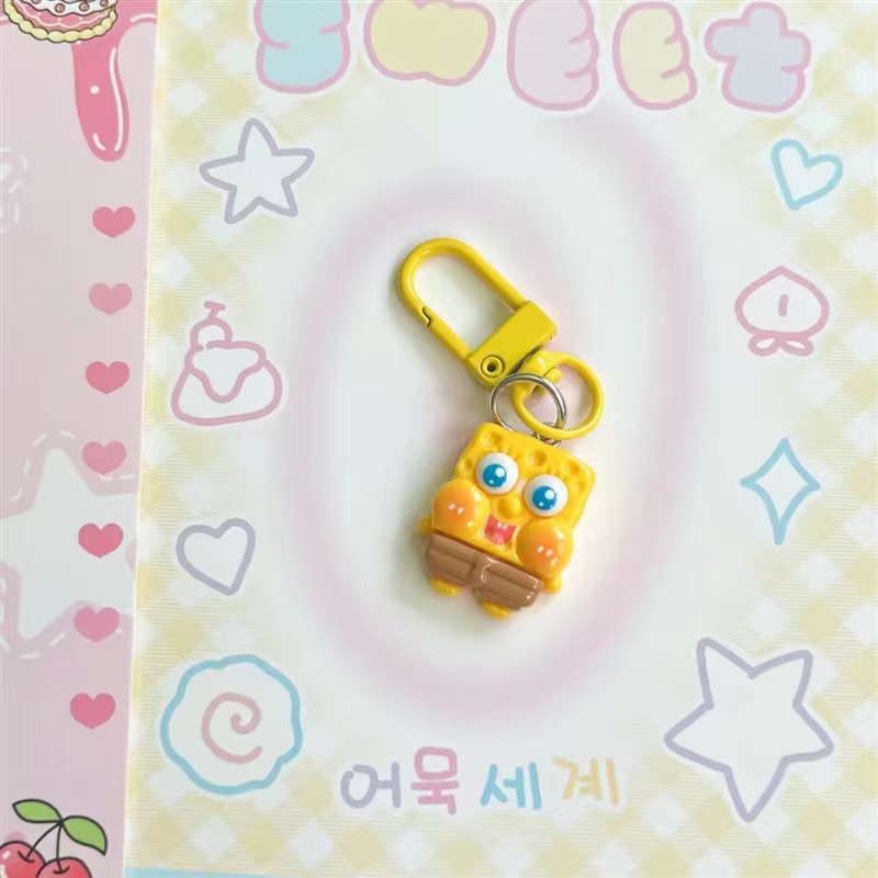 Nuevo colgante de dibujos animados mediano Bob Esponja Pai Big Star Llavero Chica Mochila escolar Bolsos Accesorios Regalo Novia