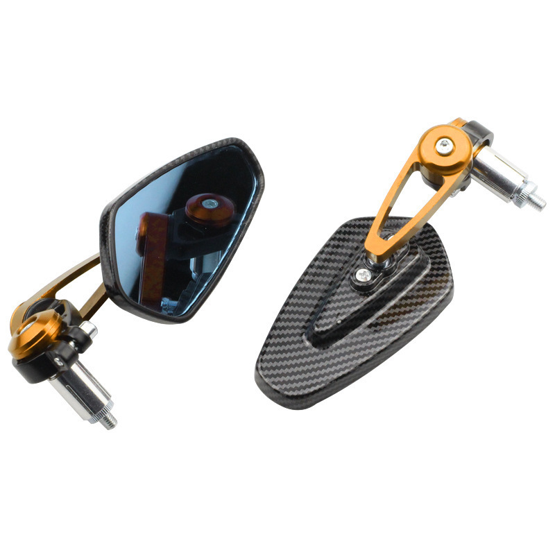 Modified Motorcycle Reflector Mirror with Carbon Fiber Pattern, Snake Skin Mirror, Rearview Mirror Handlebar, Black Motorcycle Rearview Mirror