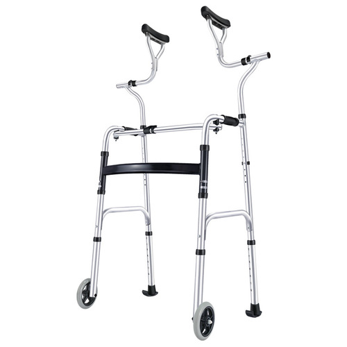 Rehabilitation walker for the elderly, household aluminum alloy standing frame with wheels, rehabilitation auxiliary equipment, armpit crutch, walking aid cushion