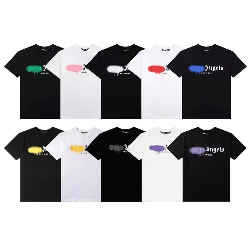 Palm Angels Love Heart Dissolved Graffiti Lettering Unisex Loose Fit Crew Neck Short Sleeve T-Shirt