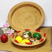 越南藤编糖果篮水果盘  家用客厅水果篮 零食糖果编织收纳盘