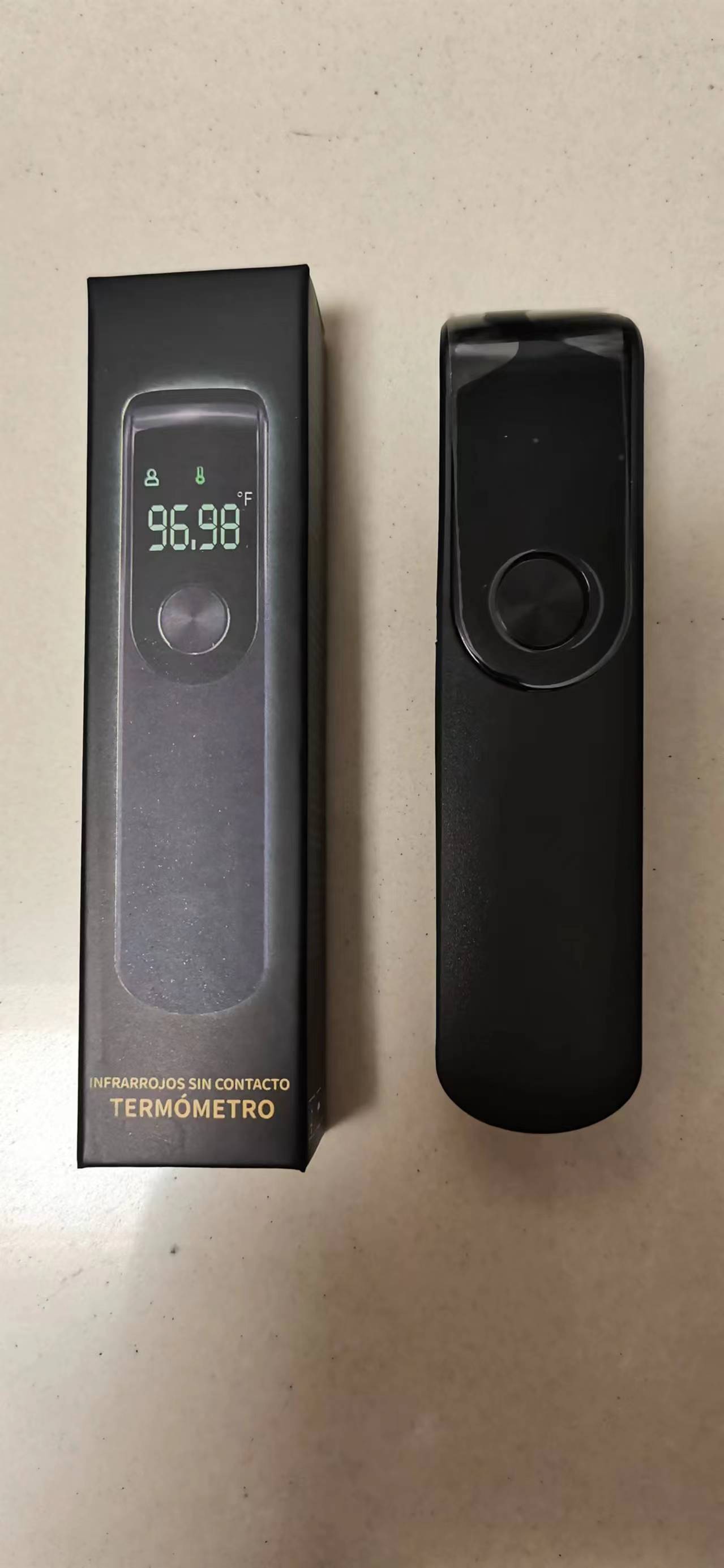 Termómetro de frente mini original de fábrica, termómetro electrónico infrarrojo sin contacto de mano, termómetro para bebés en chino/inglés/japonés