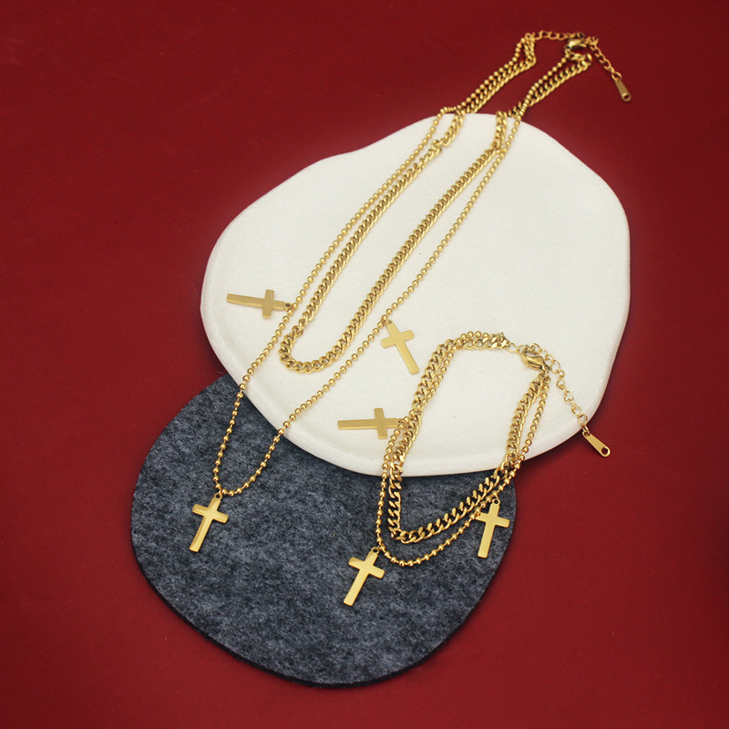 Ethnic Style Cross Titanium Steel Bracelets Necklace