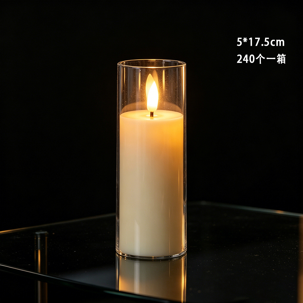 Vela acrílica popular de Amazon, vela electrónica LED transfronteriza con taza, ambiente de llama simulada parpadeante.