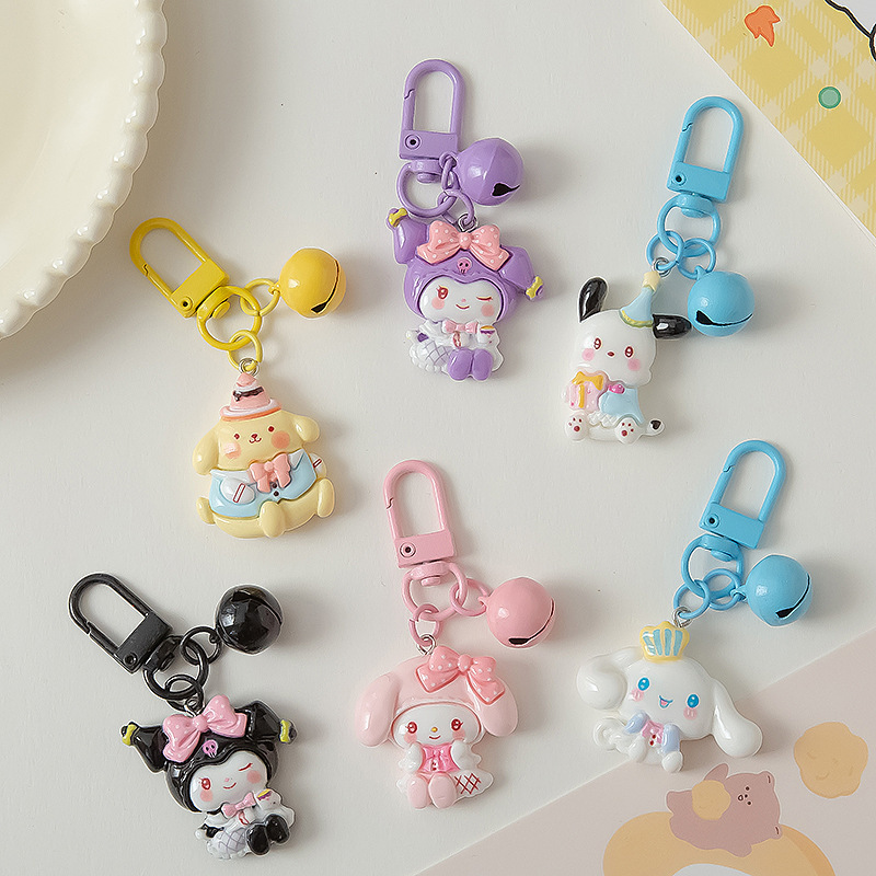 만화 파티 Sanrio 키 체인 크리 에이 티브 토끼 고양이 개 자동차 펜던트 귀여운 수지 쥬얼리 선물