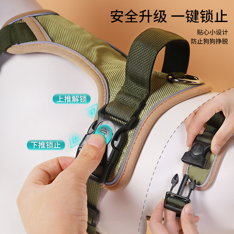 Explosión transfronteriza, pecho y espalda de perro, anti-liberación, correa para el pecho de perro mediano y grande, correa reflectante a prueba de explosiones, cuerda de tracción reflectante al por mayor