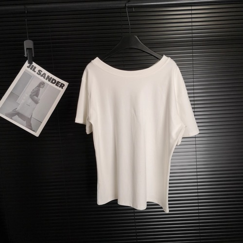 Korean letter print tie waist off-shoulder short-sleeve T-shirt for women, summer loose cute slimming top 96068