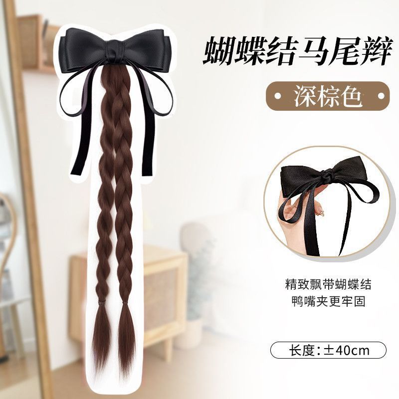 Lazo, cola de caballo, peluca, clip de agarre para mujer, corbata de lazo, cola de caballo, trenza retorcida, trenza retorcida, clip de agarre, cola de caballo