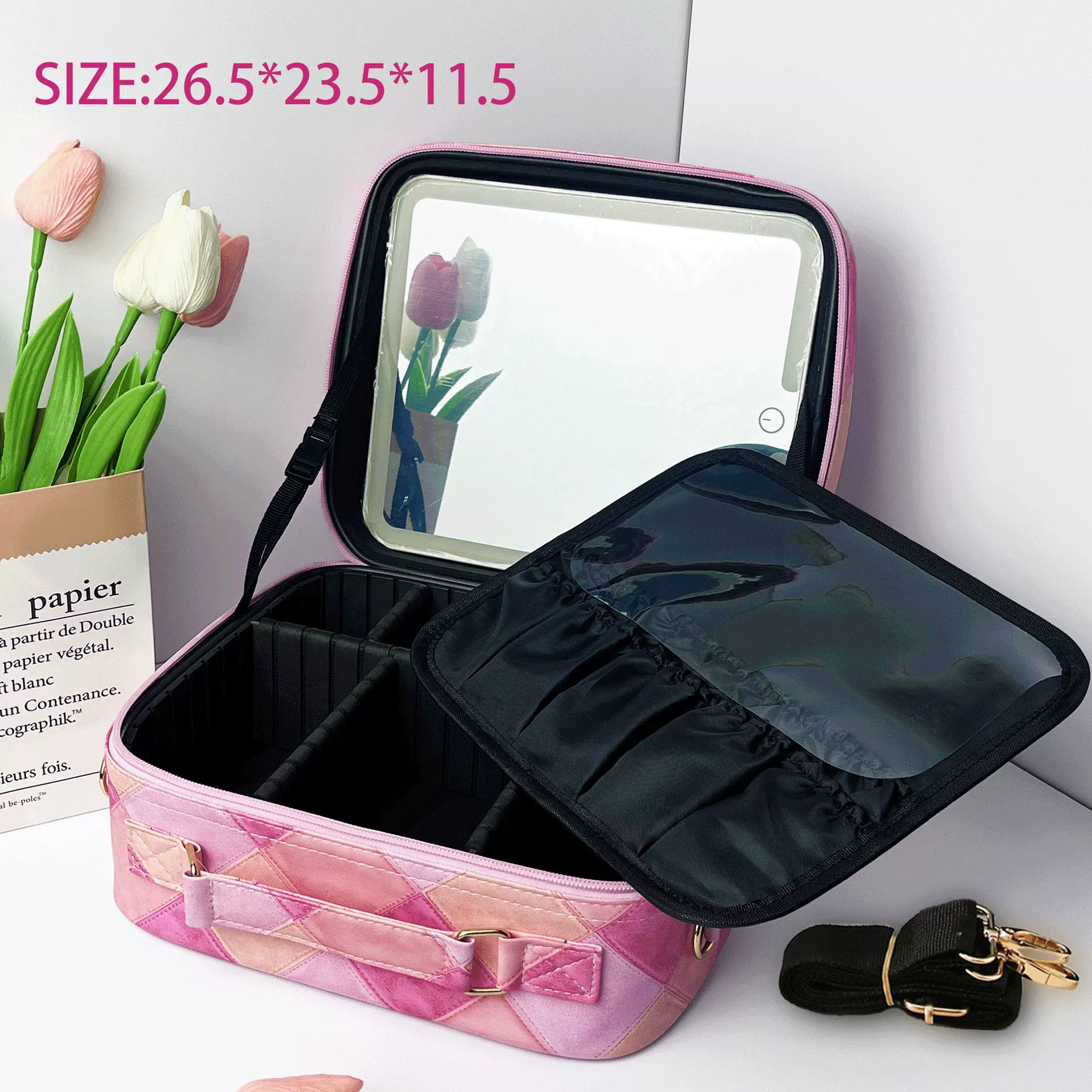 Makeup box, capacious handheld cosmetic bag, high quality organizer bag