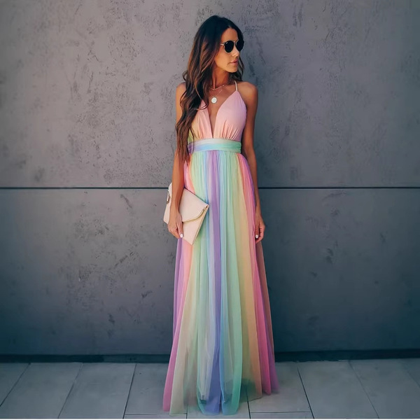 summer sexy rainbow dress
