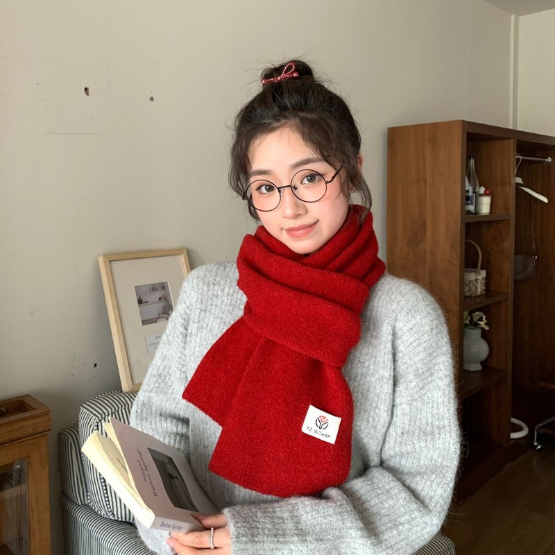 新款冬季羊毛围巾女高级感百搭可爱毛线针织围脖男护颈保暖韩版潮|undefined