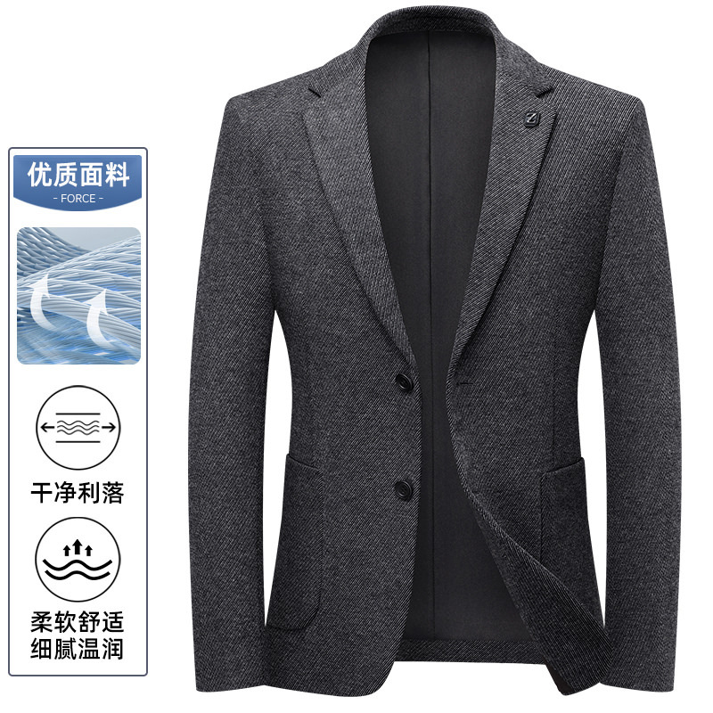 2025男士羊毛西服春秋季新款爸爸装商务休闲挺括西装外套男款单西